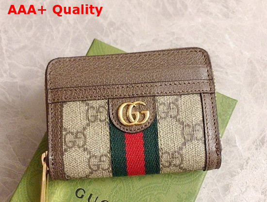 Gucci Ophidia GG Card Case Wallet in GG Supreme and Brown Leather 658552 Replica