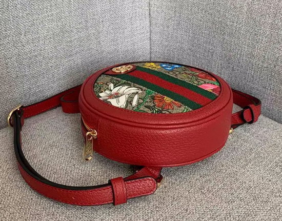 Gucci Ophidia GG Flora Mini Round Shoulder Bag Red 550618