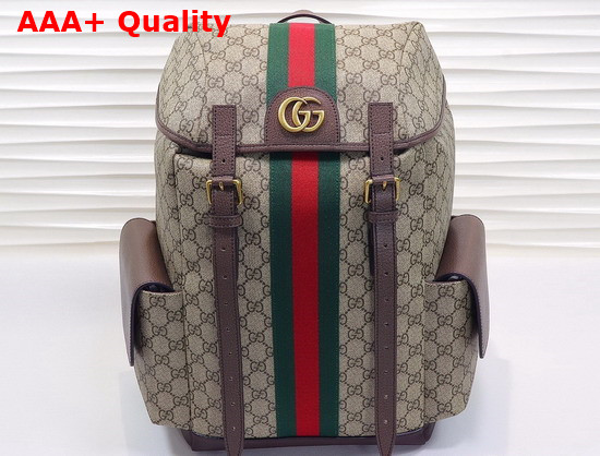 Gucci Ophidia GG Medium Backpack Beige and Ebony GG Supreme Canvas 598140 Replica