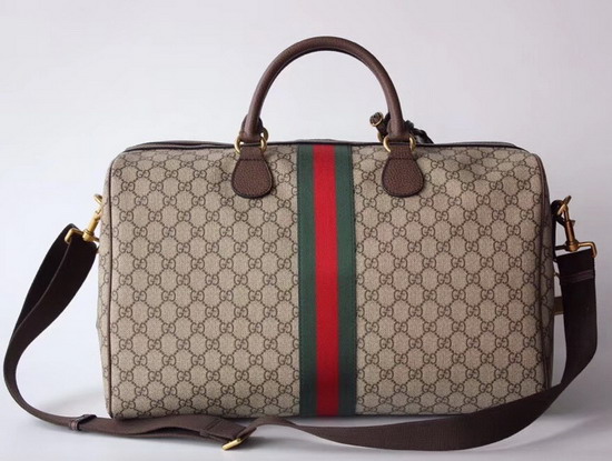 Gucci Ophidia GG Medium Carry On Duffle Beige Ebony GG Supreme Canvas 547953