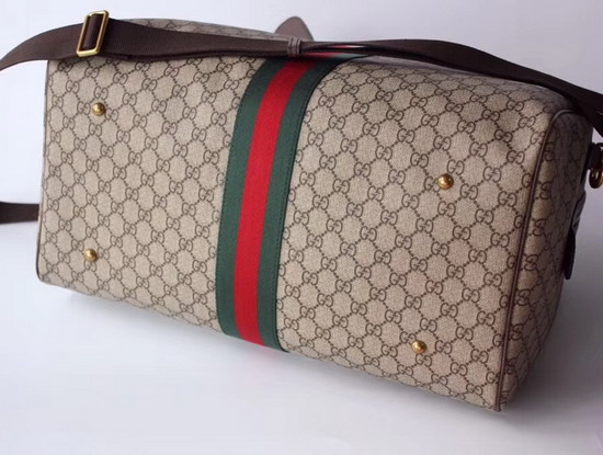 Gucci Ophidia GG Medium Carry On Duffle Beige Ebony GG Supreme Canvas 547953