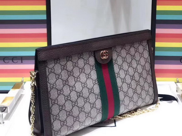 Gucci Ophidia GG Medium Shoulder Bag in GG Supreme Canvas with Inlaid Web Stripe Detail