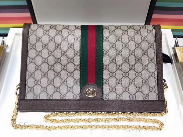 Gucci Ophidia GG Medium Shoulder Bag in GG Supreme Canvas with Inlaid Web Stripe Detail