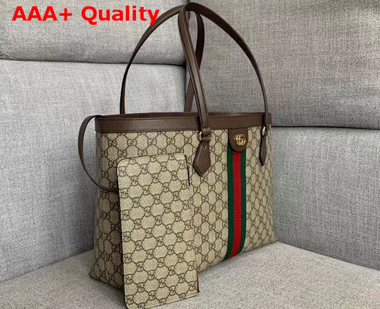 Gucci Ophidia GG Medium Tote Beige Ebony GG Supreme Canvas 631685 Replica