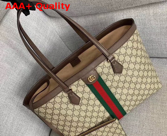 Gucci Ophidia GG Medium Tote Beige Ebony GG Supreme Canvas 631685 Replica