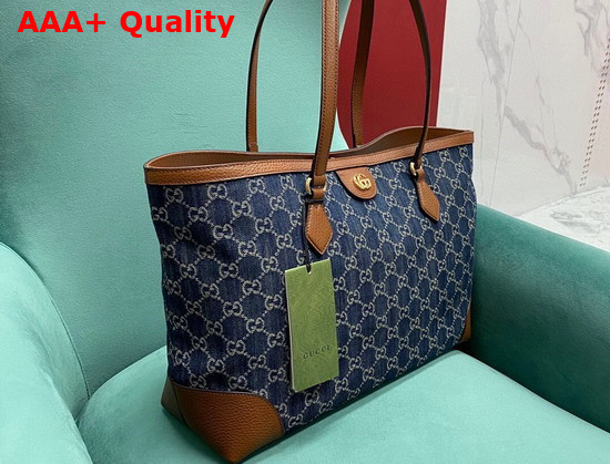 Gucci Ophidia GG Medium Tote Blue and Ivory Denim 631685 Replica