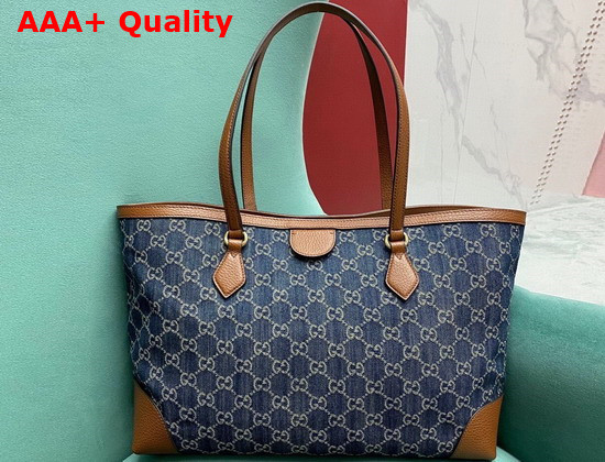 Gucci Ophidia GG Medium Tote Blue and Ivory Denim 631685 Replica