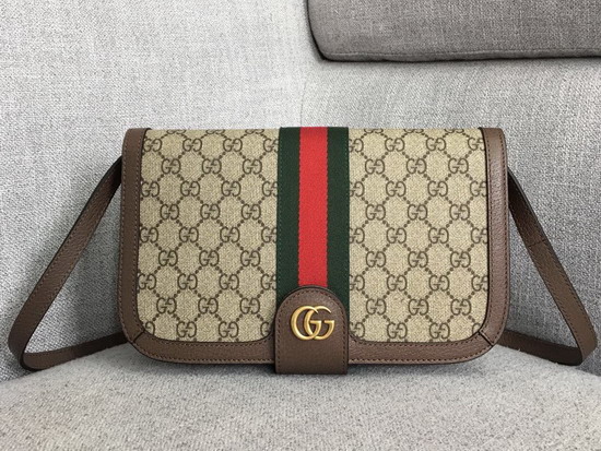 Gucci Ophidia GG Messenger Bag 548304 Beige Ebony GG Supreme Canvas