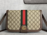 Gucci Ophidia GG Messenger Bag 548304 Beige Ebony GG Supreme Canvas