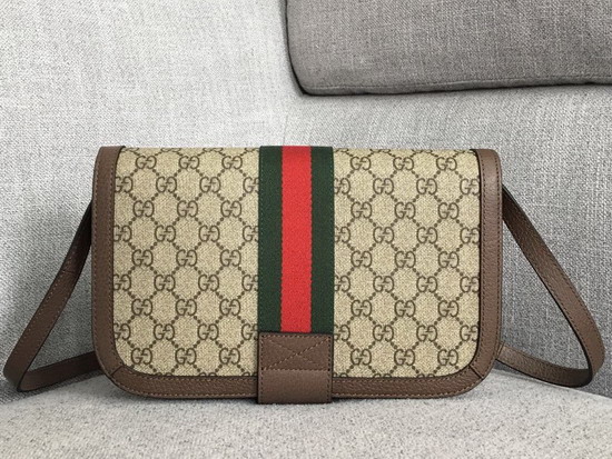 Gucci Ophidia GG Messenger Bag 548304 Beige Ebony GG Supreme Canvas