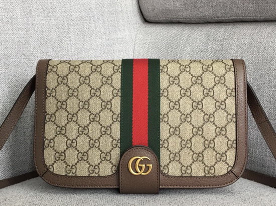 Gucci Ophidia GG Messenger Bag 548304 Beige Ebony GG Supreme Canvas