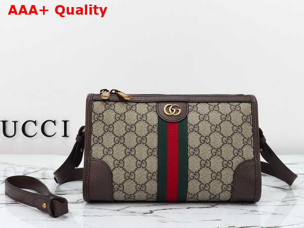 Gucci Ophidia GG Messenger Bag in Beige and Ebony GG Supreme Canvas 752581 Replica