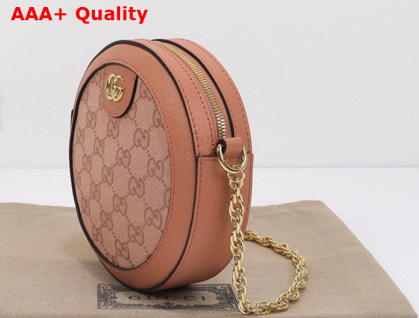 Gucci Ophidia GG Mini Round Shoulder Bag in Pink GG Canvas 550618 Replica