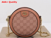 Gucci Ophidia GG Mini Round Shoulder Bag in Pink GG Canvas 550618 Replica