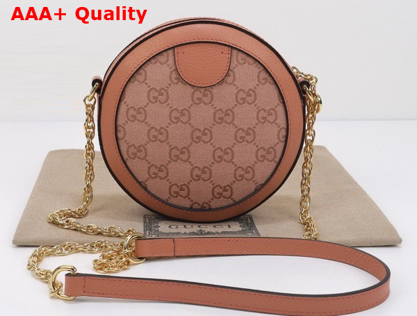 Gucci Ophidia GG Mini Round Shoulder Bag in Pink GG Canvas 550618 Replica