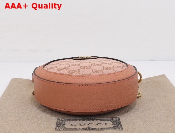 Gucci Ophidia GG Mini Round Shoulder Bag in Pink GG Canvas 550618 Replica