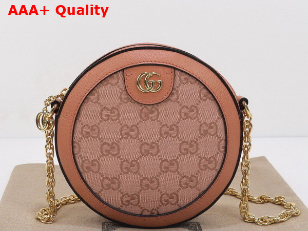 Gucci Ophidia GG Mini Round Shoulder Bag in Pink GG Canvas 550618 Replica