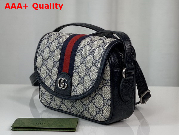 Gucci Ophidia GG Mini Shoulder Bag in Beige and Blue GG Supreme Canvas 772239 Replica