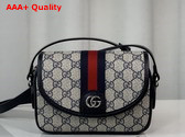 Gucci Ophidia GG Mini Shoulder Bag in Beige and Blue GG Supreme Canvas 772239 Replica