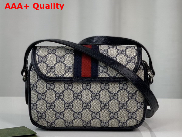 Gucci Ophidia GG Mini Shoulder Bag in Beige and Blue GG Supreme Canvas 772239 Replica