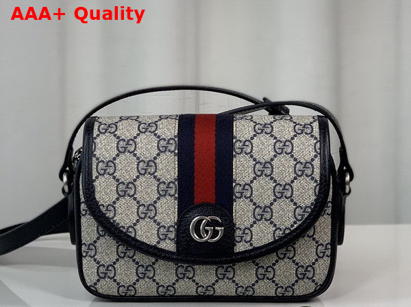 Gucci Ophidia GG Mini Shoulder Bag in Beige and Blue GG Supreme Canvas 772239 Replica