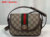 Gucci Ophidia GG Mini Shoulder Bag in Beige and Ebony GG Supreme Canvas 772239 Replica