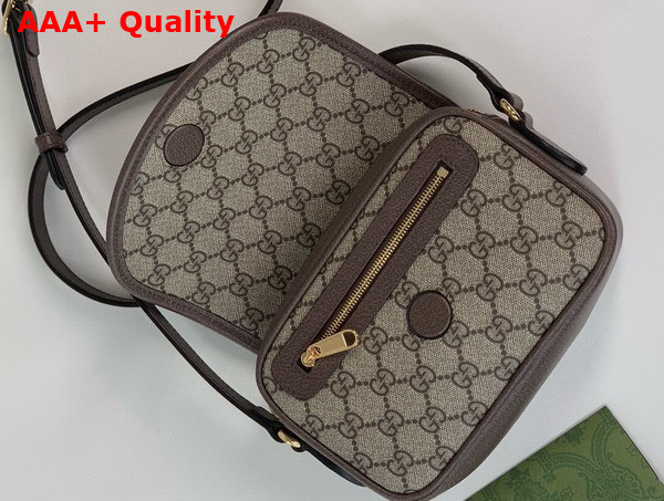 Gucci Ophidia GG Mini Shoulder Bag in Beige and Ebony GG Supreme Canvas 772239 Replica