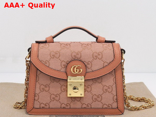 Gucci Ophidia GG Mini Shoulder Bag in Pink GG Canvas 696180 Replica