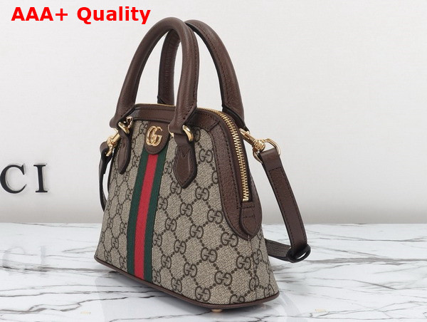 Gucci Ophidia GG Mini Top Handle Bag in Beige and Ebony GG Supreme Canvas 772216 Replica