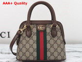 Gucci Ophidia GG Mini Top Handle Bag in Beige and Ebony GG Supreme Canvas 772216 Replica