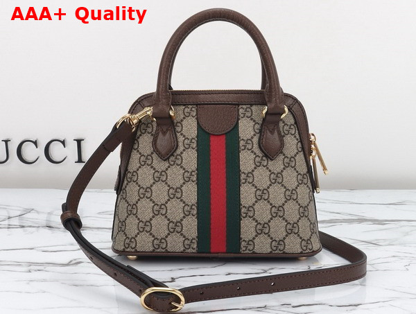 Gucci Ophidia GG Mini Top Handle Bag in Beige and Ebony GG Supreme Canvas 772216 Replica