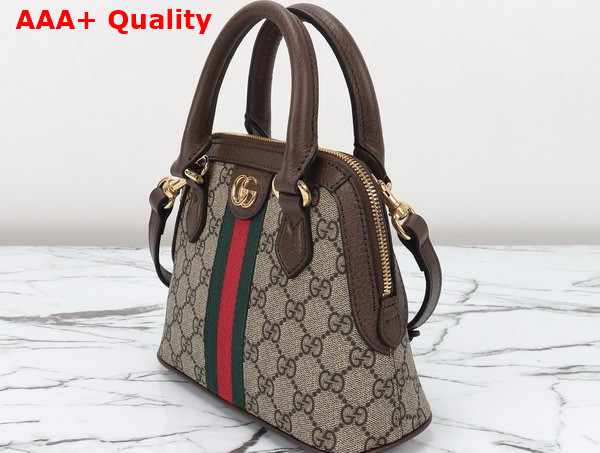 Gucci Ophidia GG Mini Top Handle Bag in Beige and Ebony GG Supreme Canvas 772216 Replica