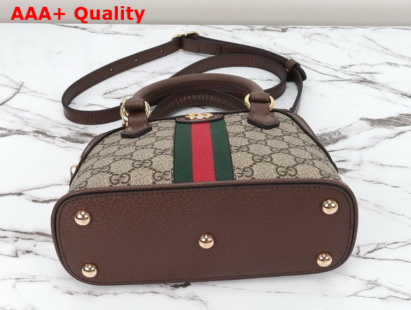 Gucci Ophidia GG Mini Top Handle Bag in Beige and Ebony GG Supreme Canvas 772216 Replica