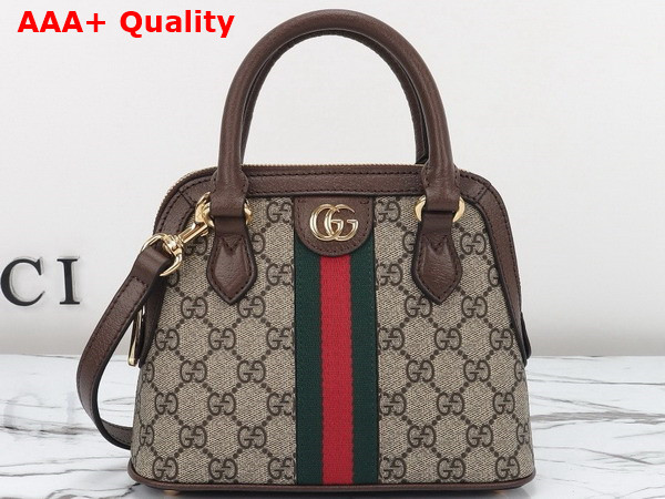 Gucci Ophidia GG Mini Top Handle Bag in Beige and Ebony GG Supreme Canvas 772216 Replica