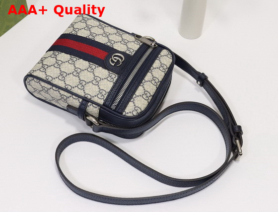 Gucci Ophidia GG Shoulder Bag Beige and Blue GG Supreme Canvas 598127 Replica