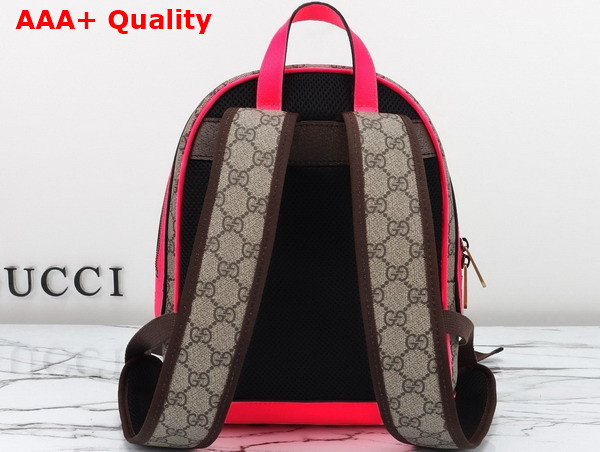 Gucci Ophidia GG Small Backpack in Beige and ebony GG Supreme Canvas with Fuchsia and Brown Leather Trim 547965 Replica