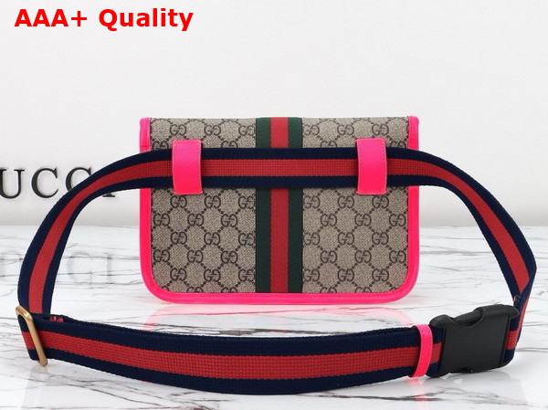 Gucci Ophidia GG Small Belt Bag in Beige and Ebony GG Supreme Canvas with Fuchsia Leather Trim 752597 Replica