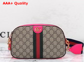 Gucci Ophidia GG Small Crossbody Bag in Beige Ebony GG Supreme Canvas with Fuchsia Leather Trim 752591 Replica