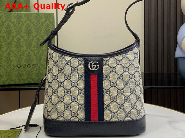 Gucci Ophidia GG Small Shoulder Bag in Beige and Blue GG Supreme Canvas 781402 Replica