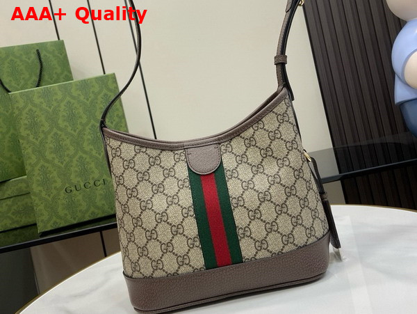 Gucci Ophidia GG Small Shoulder Bag in Beige and Ebony GG Supreme Canvas 781402 Replica