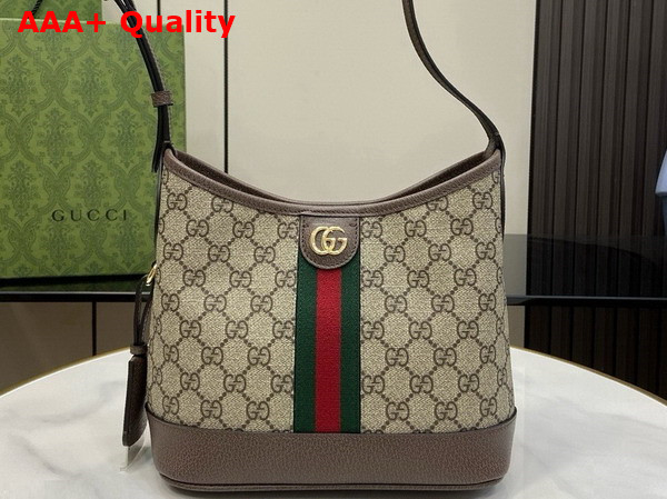 Gucci Ophidia GG Small Shoulder Bag in Beige and Ebony GG Supreme Canvas 781402 Replica