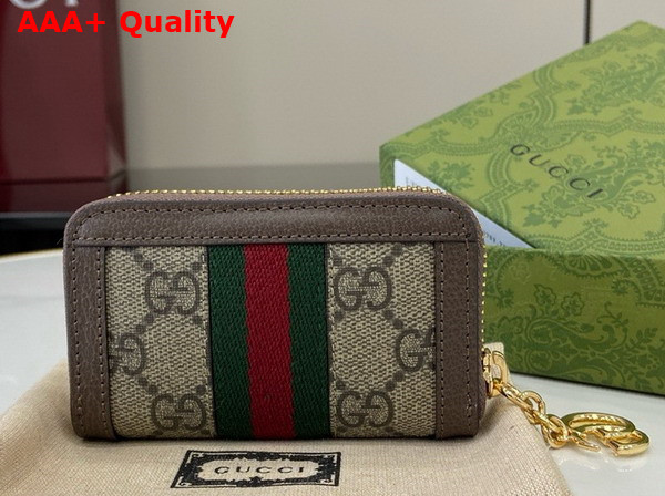 Gucci Ophidia Key Case with Web in Beige and Ebony GG Supreme Canvas Replica