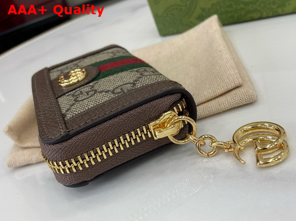 Gucci Ophidia Key Case with Web in Beige and Ebony GG Supreme Canvas Replica