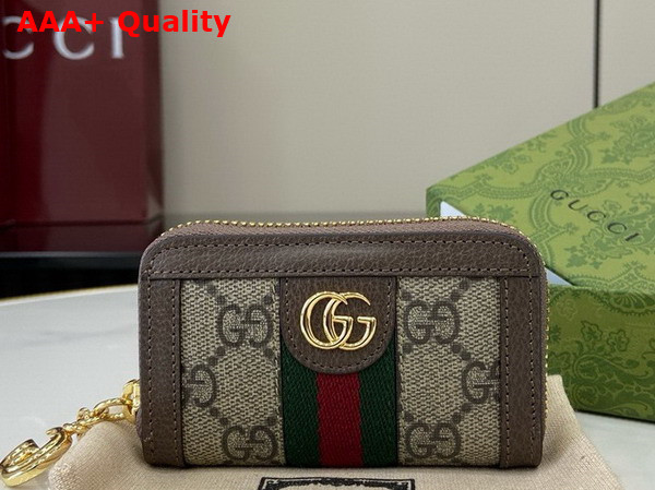 Gucci Ophidia Key Case with Web in Beige and Ebony GG Supreme Canvas Replica