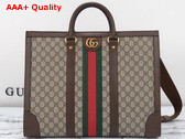 Gucci Ophidia Large Tote Bag in Beige and Ebony GG Supreme Canvas 724665 Replica