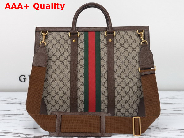 Gucci Ophidia Large Tote Bag in Beige and Ebony GG Supreme Canvas 724665 Replica