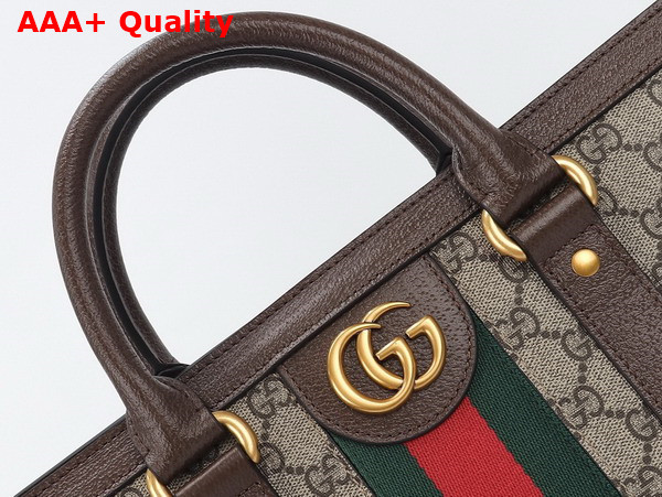 Gucci Ophidia Large Tote Bag in Beige and Ebony GG Supreme Canvas 724665 Replica