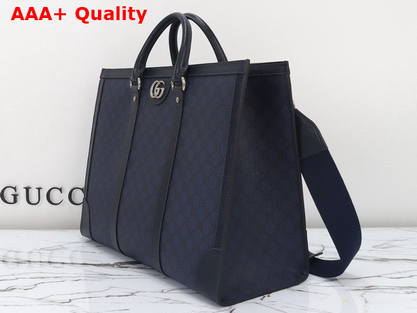 Gucci Ophidia Large Tote Bag in Blue and Black GG Supreme Canvas 724665 Replica