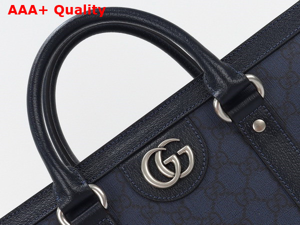 Gucci Ophidia Large Tote Bag in Blue and Black GG Supreme Canvas 724665 Replica