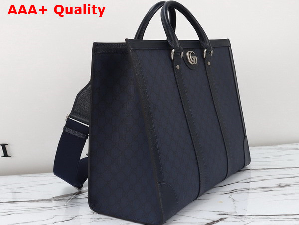 Gucci Ophidia Large Tote Bag in Blue and Black GG Supreme Canvas 724665 Replica